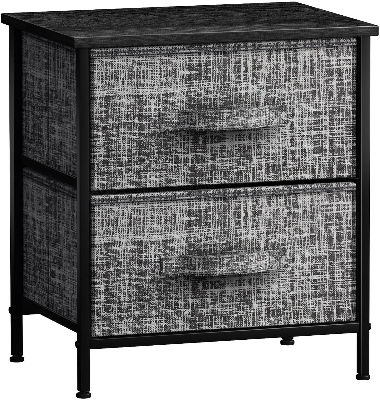 Sorbus Nightstand with 2 Drawers - Steel Frame, Wood Top & Easy Pull Fabric Bins - Great for Home, Bedroom, Office & College Dorm